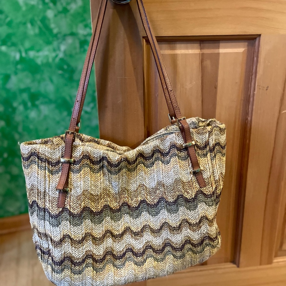 Steve Madden Zigzag Patterned Brown and Tan Shoulder Bag